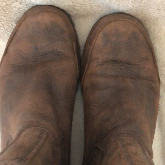 UGG Men’s Ankle Brown Leather Pull On Boots, Size 8.5, Rubber Sole main image 9